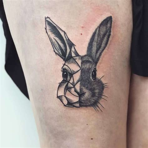 geometric bunny tattoo|40 Awesome Bunny Rabbit Tattoos